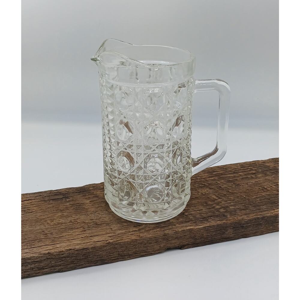 Vtg Cane & Button Pressed Glass Federal Windsor Pint Milk Juice Pitcher Clear9+ - Picture 2 of 5
